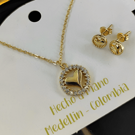 Juego de Collar y Pendientes Corazón